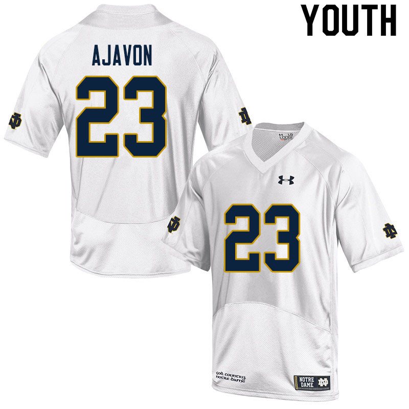 Youth NCAA Notre Dame Fighting Irish #23 Litchfield Ajavon Stitched College Under Armour Authentic White Football Jersey TY10B53IU